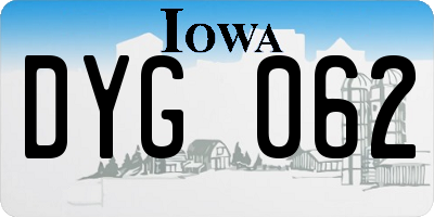 IA license plate DYG062