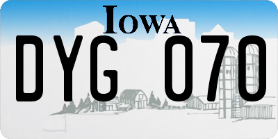 IA license plate DYG070