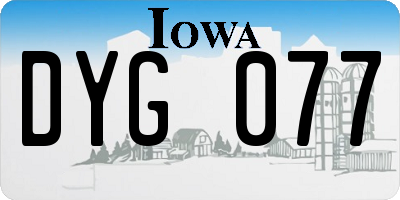 IA license plate DYG077