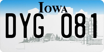 IA license plate DYG081