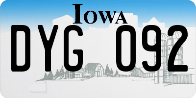 IA license plate DYG092
