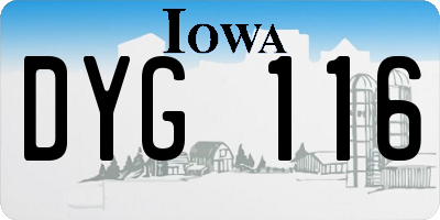 IA license plate DYG116