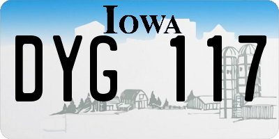 IA license plate DYG117