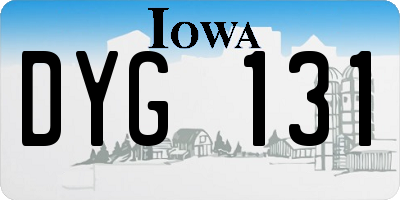 IA license plate DYG131