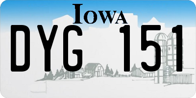 IA license plate DYG151