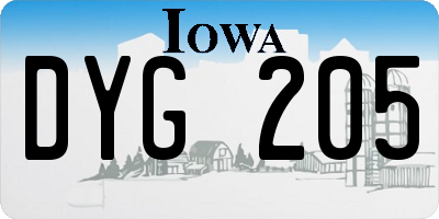 IA license plate DYG205