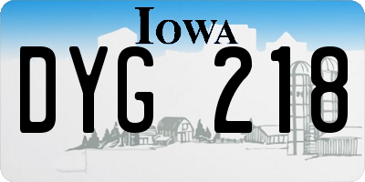 IA license plate DYG218