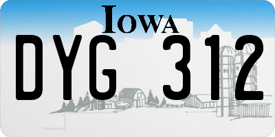 IA license plate DYG312