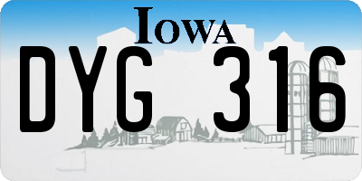 IA license plate DYG316