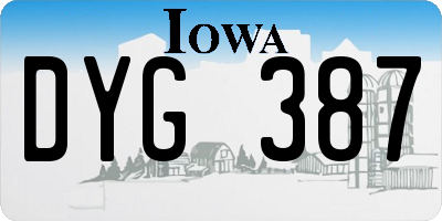 IA license plate DYG387