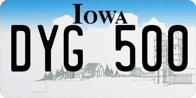 IA license plate DYG500