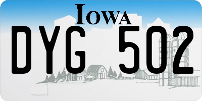 IA license plate DYG502