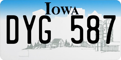 IA license plate DYG587