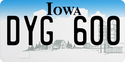 IA license plate DYG600