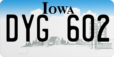 IA license plate DYG602