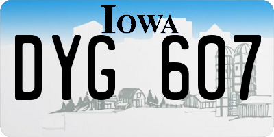 IA license plate DYG607