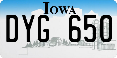 IA license plate DYG650