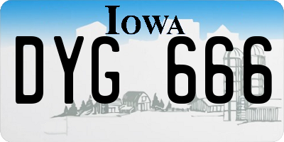 IA license plate DYG666