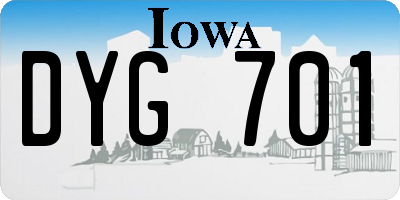 IA license plate DYG701