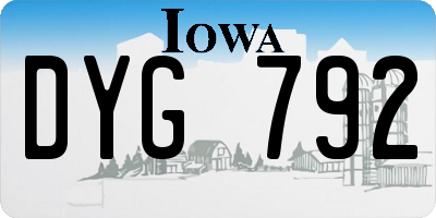 IA license plate DYG792