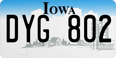 IA license plate DYG802