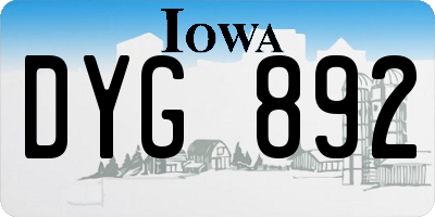 IA license plate DYG892