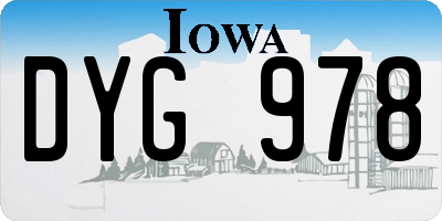 IA license plate DYG978