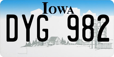 IA license plate DYG982