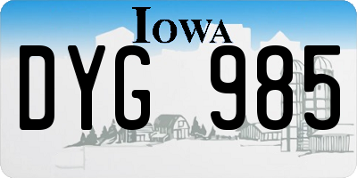 IA license plate DYG985