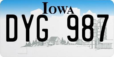 IA license plate DYG987