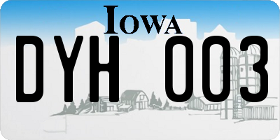IA license plate DYH003