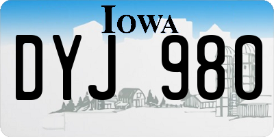 IA license plate DYJ980