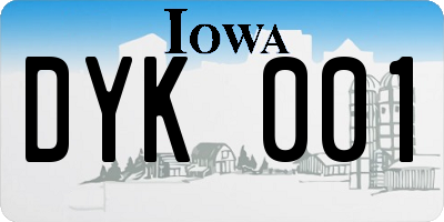 IA license plate DYK001