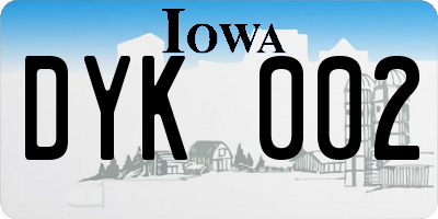 IA license plate DYK002