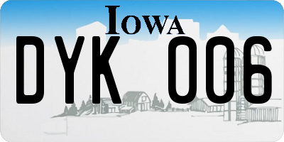 IA license plate DYK006