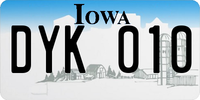 IA license plate DYK010