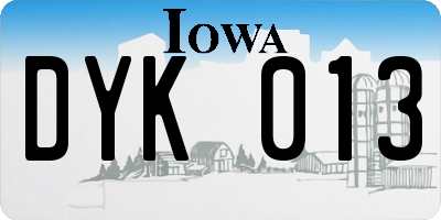 IA license plate DYK013