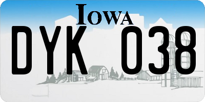 IA license plate DYK038
