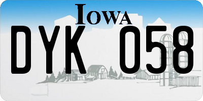 IA license plate DYK058