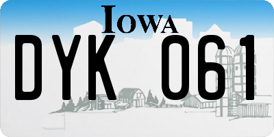 IA license plate DYK061
