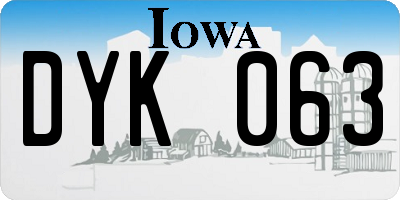 IA license plate DYK063