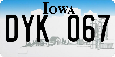 IA license plate DYK067