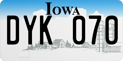 IA license plate DYK070