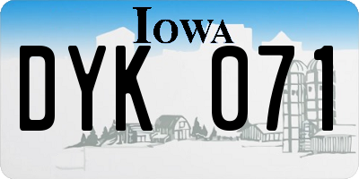 IA license plate DYK071