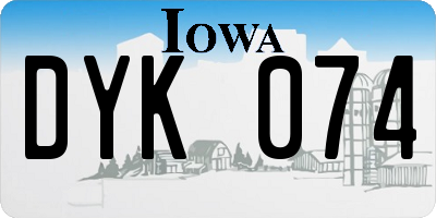 IA license plate DYK074