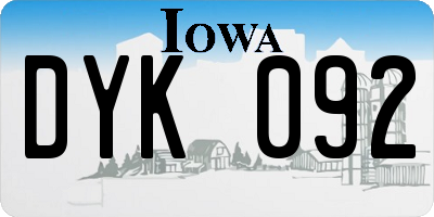 IA license plate DYK092