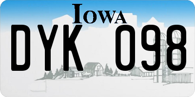 IA license plate DYK098