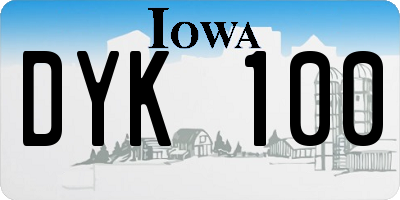 IA license plate DYK100