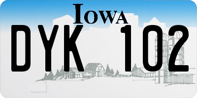 IA license plate DYK102