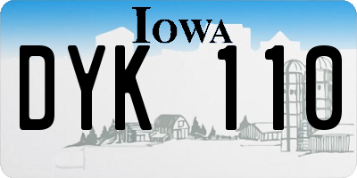 IA license plate DYK110